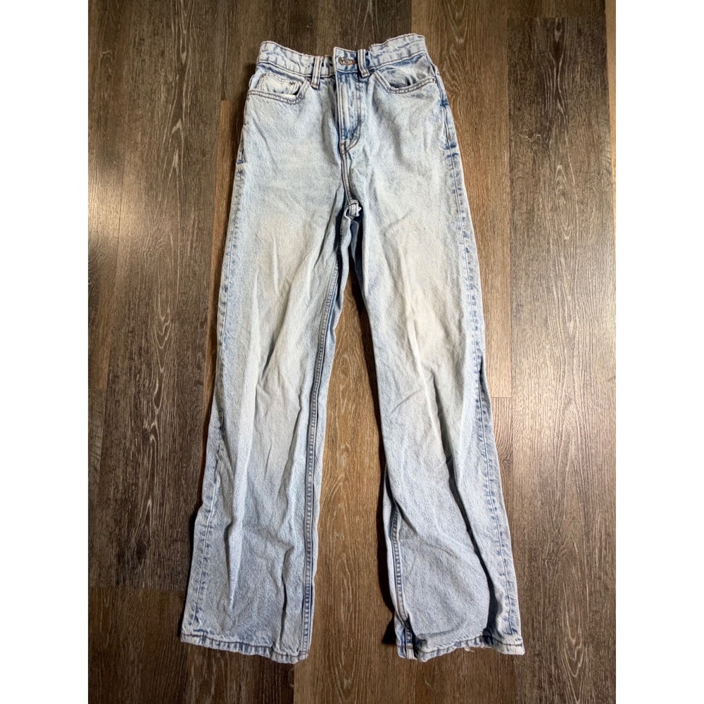 Zara Wide Leg Jeans Womens Size 0 Light Blue Wash High Waisted Denim Pants